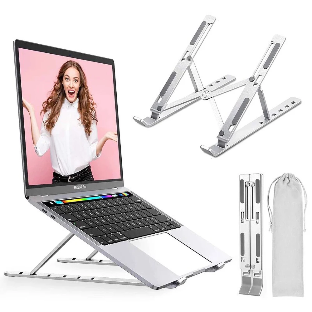 Suporte do computador portátil de armazenamento dobrável liga alumínio dissipação calor portátil macbook pro ar ipad galaxy dell hp