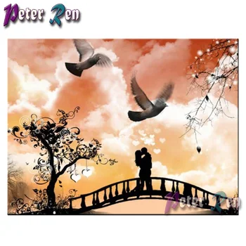 

full Square/round Couple kissing on the bridge Diamond painting cross stitch Rhinestones diamond embroidery Wedding decoration