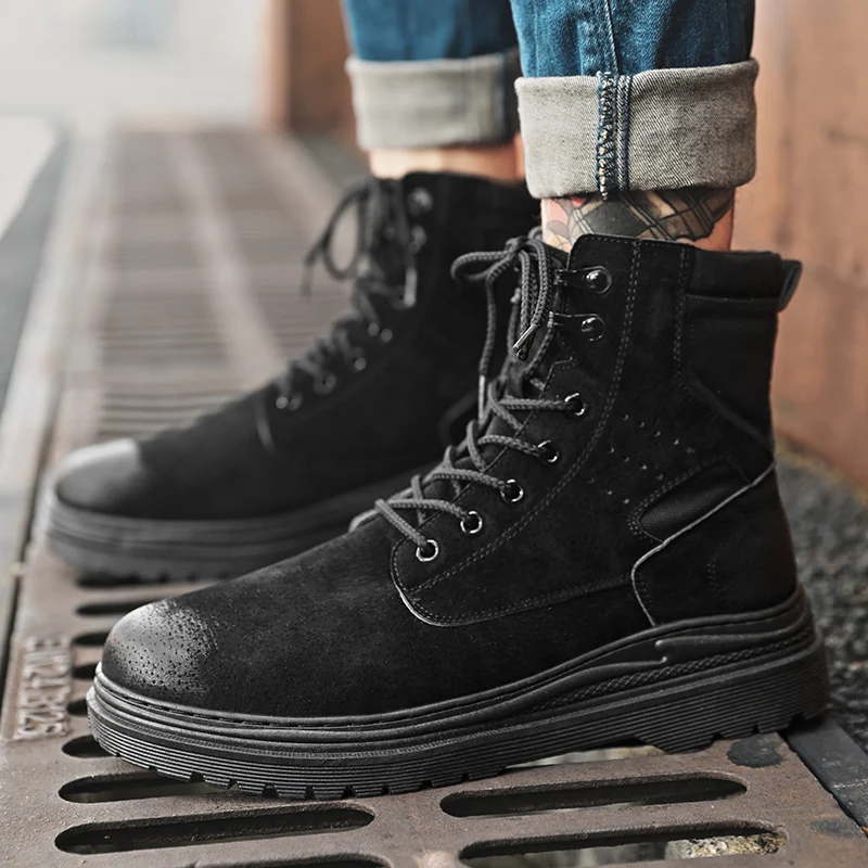 

British wind Martin boots men's black tide shoes autumn and winter men's shoes Korean version of the trend of wild casual high h