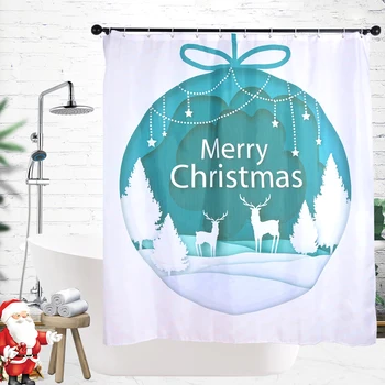 

Transfer warehouse with water washing standard Christmas series elk shower curtain-1