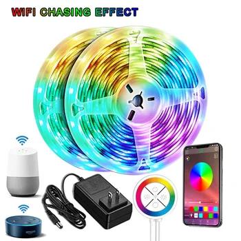 

Addressable RGB Dream Color Chasing Effect 5050 LED Strip Light Rope Package Set 12V Wifi App IR Remote Christmas Home Lighting