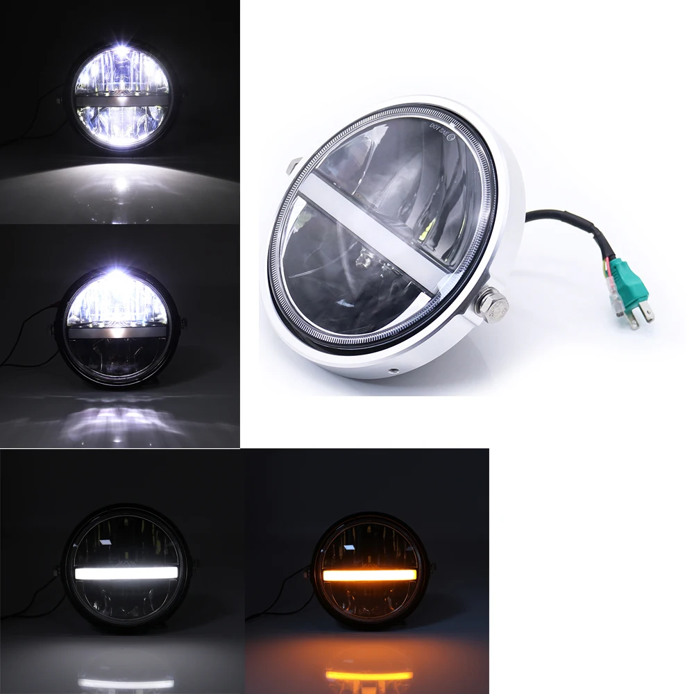 7 дюймов мотоциклетные светодиодный головной светильник проектор Led DRL лампы 75 Вт Высокая ближнего и дальнего света и противотуманных фар с возможностью креативного светильник для Harley Davdison Cafe Racer Road King