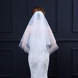 Ivory Short  Tulle  Cut Edge Wedding Veil  with Comb  Appliques Bride Bridal Veils Wedding Accessories