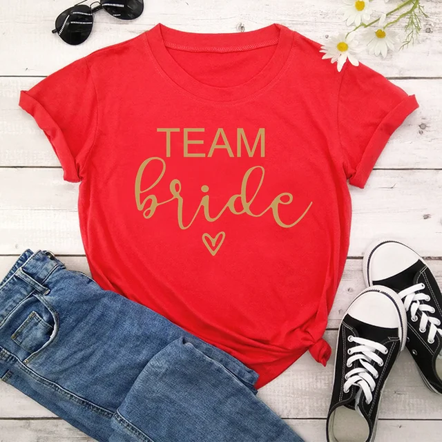 bachelorette team bride t shirt estonian wedding party ulzzang t-shirt cato women's tea bride short women tops drop ship Red-1