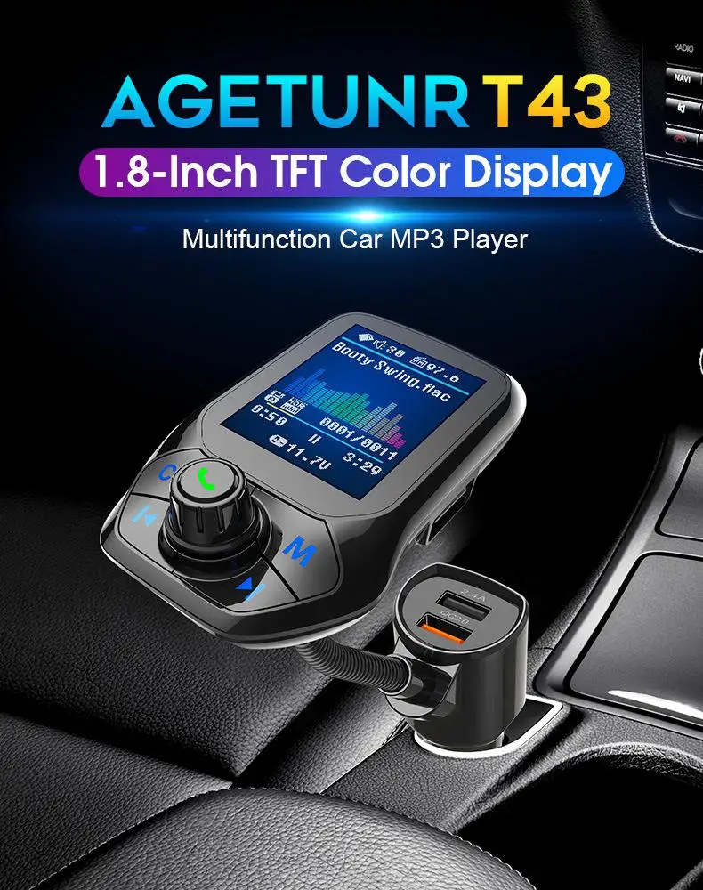 

Bluetooth Music Player Car Adapter USB 3.0 Fast Charger Music FM Transmitter