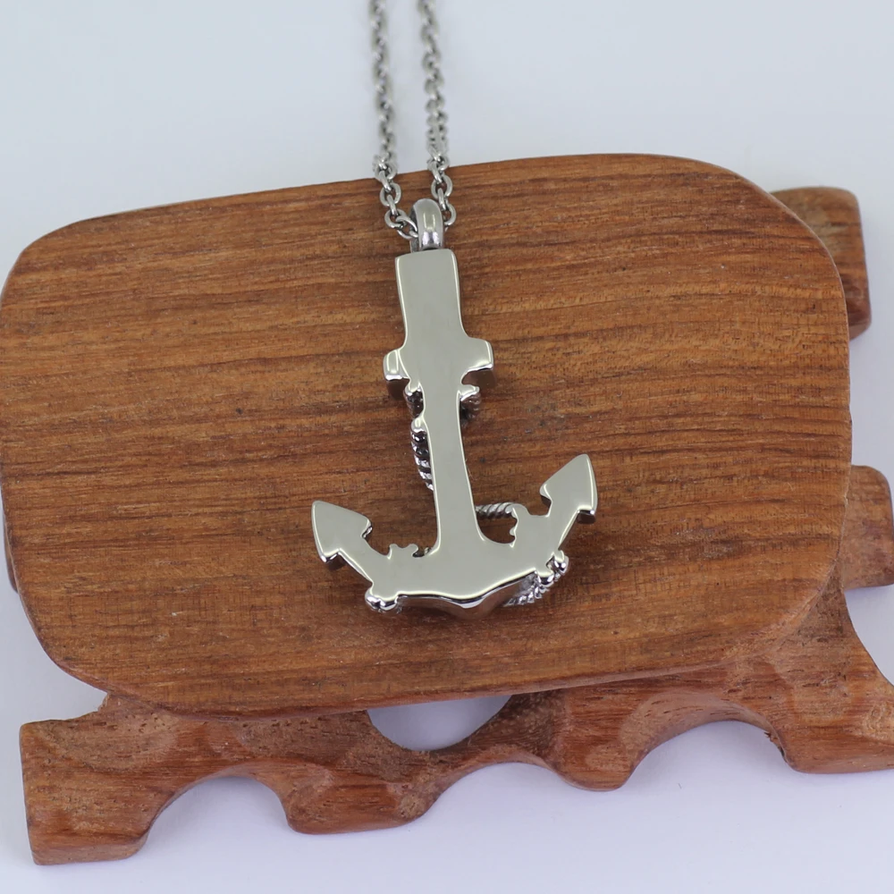 Urn Jewelry for Men Anchor Urn Necklace for Ashes with Blue Birthstone Cremation Jewelry Memorial Keepsake Pendant