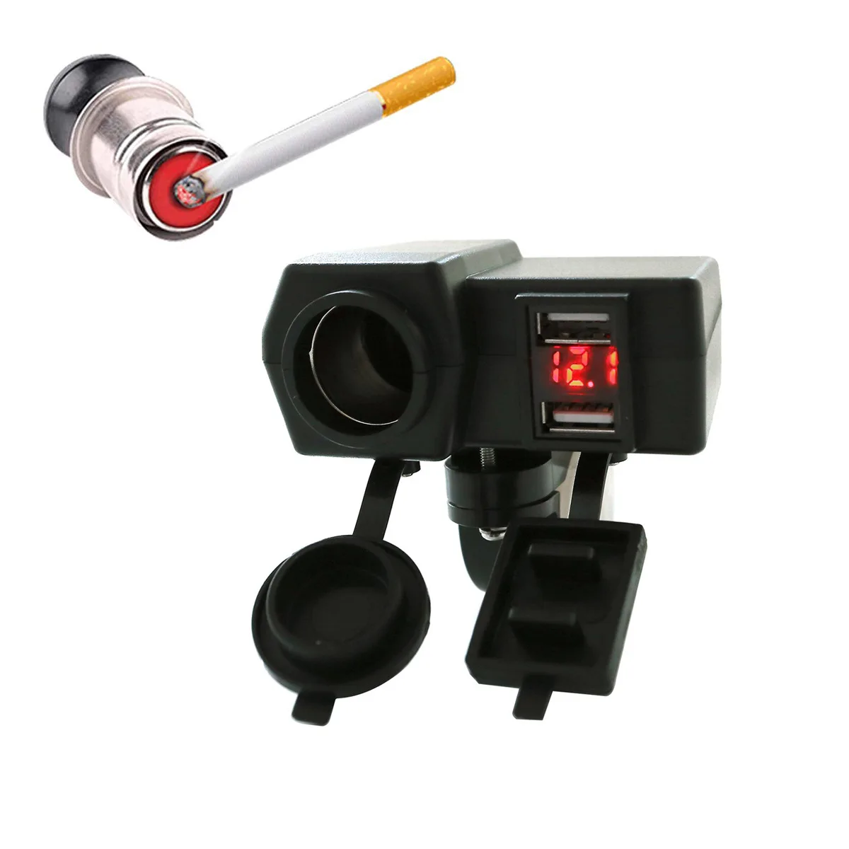 

Motorcycle Car Modification Accessories Cigarette Double USB Modified Car Mounted Charger with Line Waterproof 4.2A