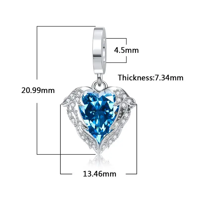 Даларан крылья океана сердце Подвеска Шарм 925 пробы серебро Dazzing CZ прозрачные бусины подходят Pandora браслет ювелирных изделий