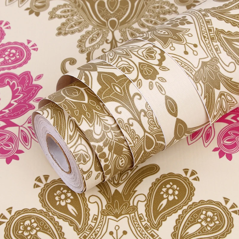 

PVC Self-adhesive Printed Wall paper Floral Pattern Living Room TV Background Wall Decoration Gift 45x100cm