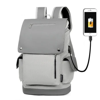 

Leisure School Bag Men's Black Backpack With USB Charging Port Business Laptop Backpack Outdoor Travel Bag P1297