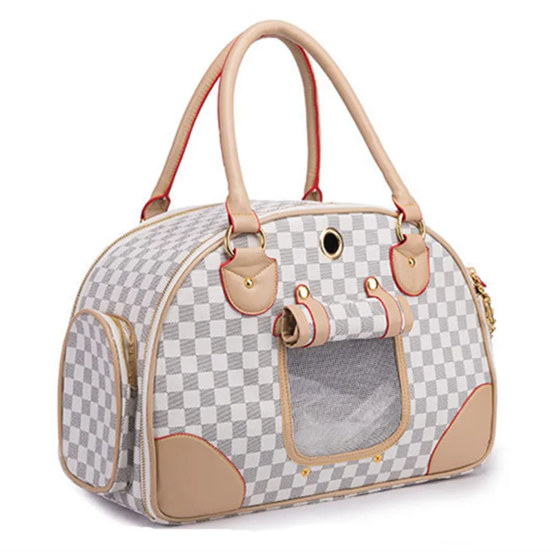 Pu Leather Small Cat Dog Carrier Bag Outdoor Travel Carry Tote Foldable Shopping Bag Portable Pet Dog Handbag 3