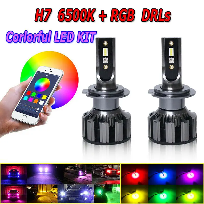 Светодиодсветодиодный фары DIC H7 RGB голосовое управление через Bluetooth H8 H11 H4 9003 HB2 HI LO
