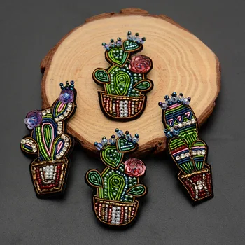

Indian silk embroidery patch cactus cartoon patches for hats bag badges applique patches for clothing GU-1301