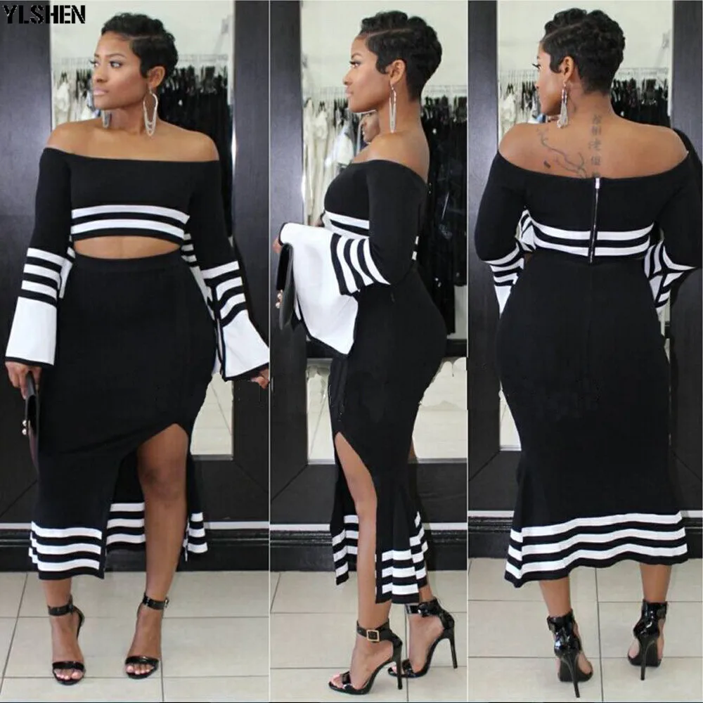 2 Piece Set Crop Tops + Skirt African Clothes Summer Dresses for Women Africa Clothing Dashiki Sexy Lady Two Piece Matching Set 04