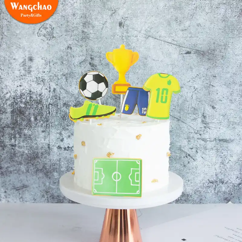 6 Pieces Ensemble Football Reve Champion Football Theme Joyeux Anniversaire Gateau Topper Garcons Enfants Faveurs Cupcake Decoration Fete Fournitures Aliexpress