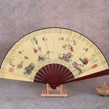 

1 Pcs Chinese Folding Fan Chinese Painting Pattern Polyester Fan Style Random