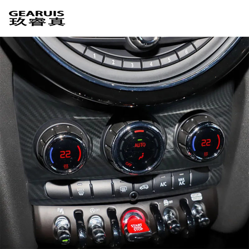 

Для BMW Mini Coooper F55 F56 F57 переключатель кондиционирования воздуха из углеродного волокна наклейка на панель CD автозапчасти Центральная панель управления