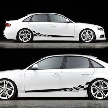 

2 X Car Body Stripe Decals Stickers Side Skirt Vinyl Racing PVC Decors Universal