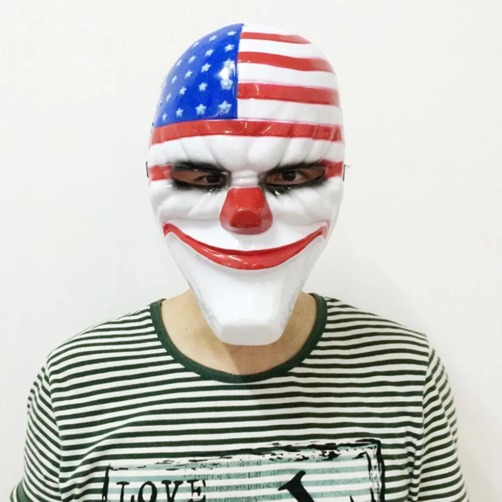 Маски клоуна из ПВХ, вечерние, маскарадные, забавные, страшные, Payday 2, маска ужаса на Хэллоуин, карнавальный костюм, тушь для вечеринок, карнавал