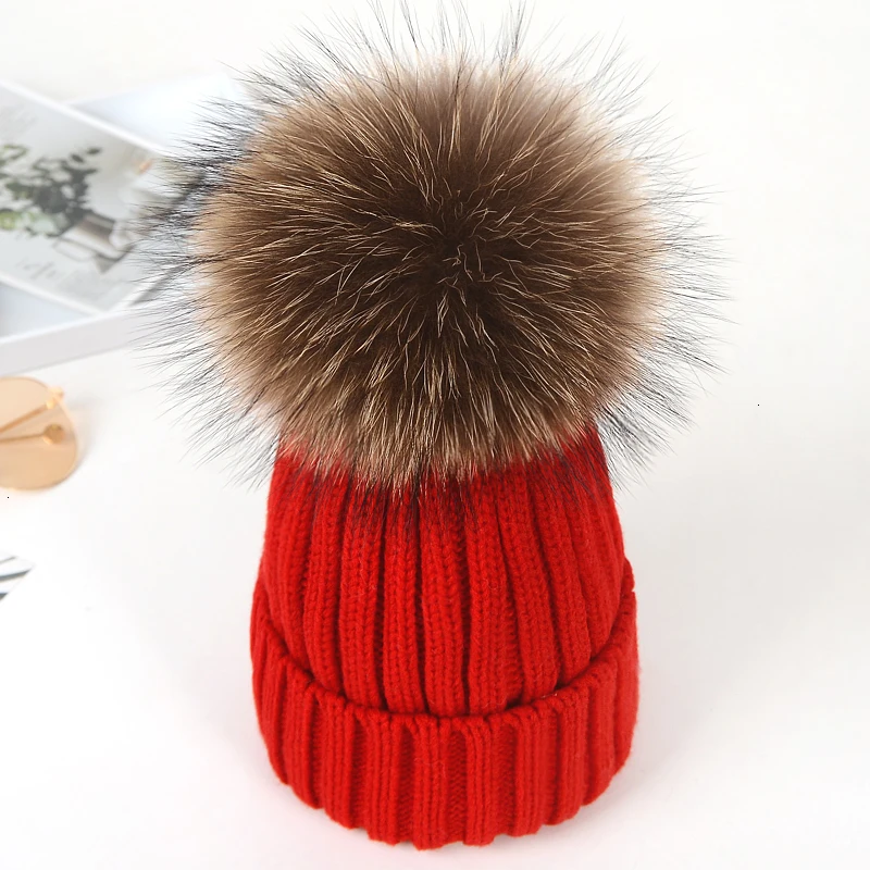 Winter Brand Female Fur Pom Poms hat Winter Hat For Women Girl 's Hat Knitted Beanies Cap Hat Thick Women Skullies Beanies