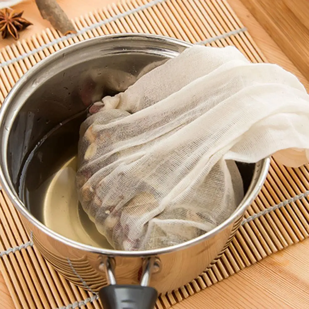 10x Reusable Food Filter Mesh Bag Nut Milk Bean Muslin Fish Soup Cook Boiling& M