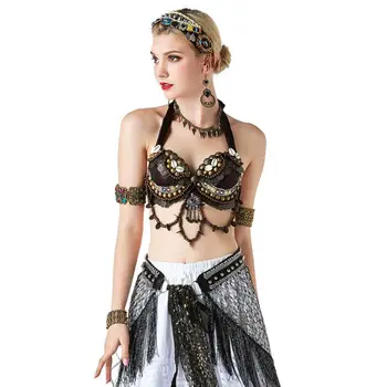 

Female Belly Dance Bra ATS Tribal Costume Bra Adjustable Women Hand Beading Bellydance Top Costumes Style Gypsy