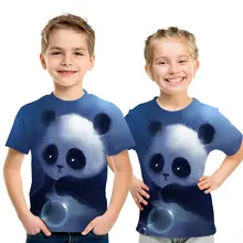 Футболка с цифровым принтом «кунг-фу Панда» футболка с 3d принтом «кошка/панда» Детская летняя футболка одежда для мальчиков и девочек костюм с рисунком для родителей и детей