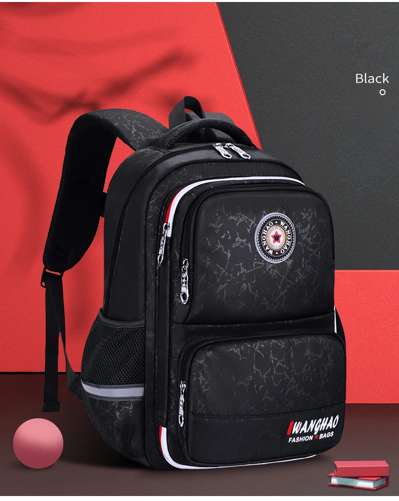 S black -Sacs d'?�cole orthop?�diques pour enfants,sac ?� dos d'?�cole primaire ?�tanche pour gar?�ons 