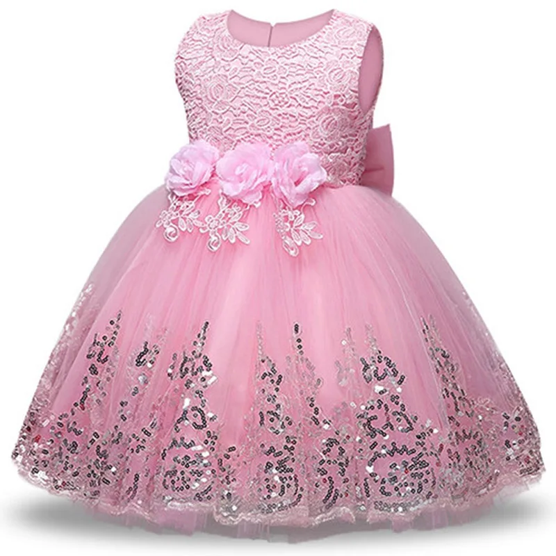 Baptism Princess Dress Halloween Christmas Costume Kids Dress For Girls Birthday Evening Party Red Flower Wedding Vestidos