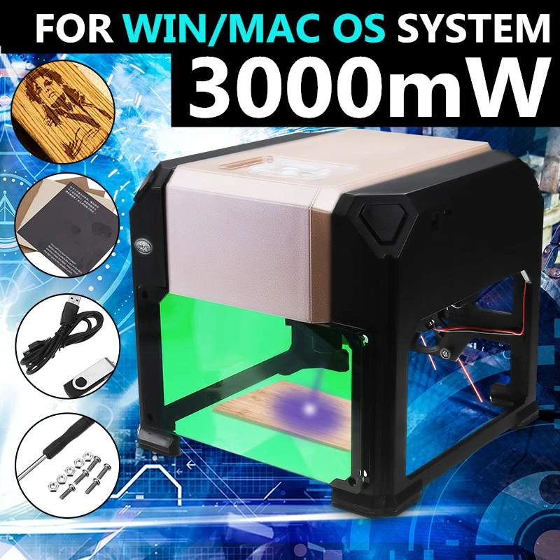 3000MW 3D WIFI Laser Engraving Cutting Machine USB DIY Logo Mark Printer EU ! 3000MW 3D WIFI Laser Engraving Cutting Machine USB DIY Logo Mark Printer EU !