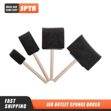 SPTA – brosse d'évent pour climatiseur de voiture, nettoyeur de détail de calandre, stores, plumeau, poignée en bois, brosse éponge