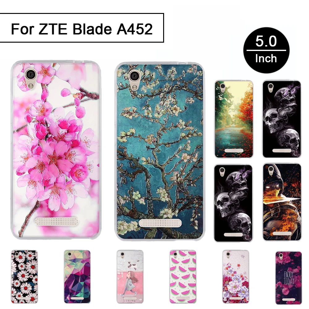 Силиконовый чехол для ZTE Blade A452 X3 5 0 дюйма мягкий из ТПУ с 3D рельефным рисунком и