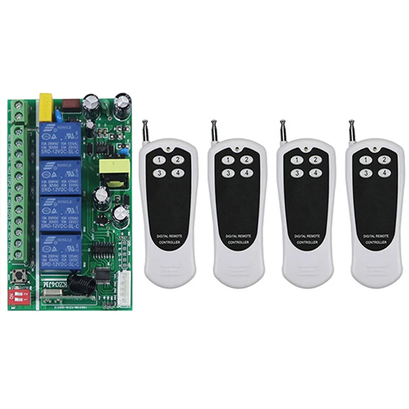 

500 м AC85V-256V 4CH 4 CH 10A Беспроводной RF переключатель системы дистанционного управления приемник + передатчики для Приспособления открытия двери гаража