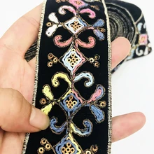 1 Yards lentejuelas encaje bordado ribete cinta Vintage para la ropa bolsa accesorios DIY tela decoración artesanal