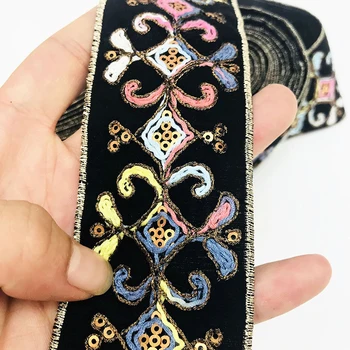 

1 Yards Sequins Embroidery Lace Trim Ribbon Vintage for Clothes Bag Accessories DIY Fabric Handcraft Decoration