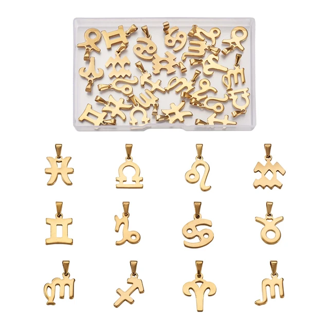 charms for jewelry making 12 Zodiac Signs Accessories Stainless