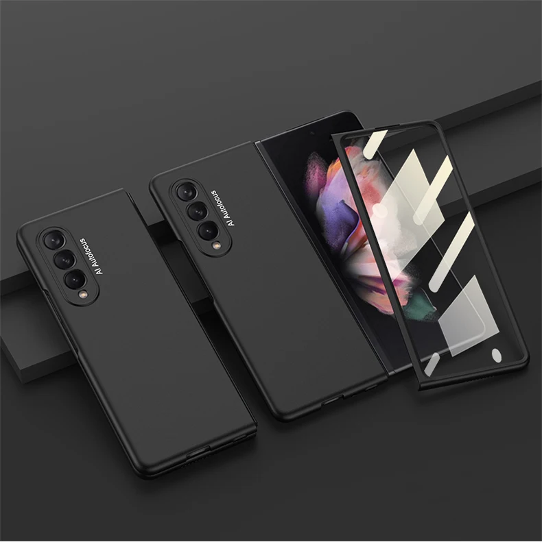 Z Fold 3 5G Phone Case 360 Full Screen Protection Tempered Glass Case For Samsung Galaxy Z Fold 2 Ultra Thin Matte PC Cover kawaii samsung phone cases Cases For Samsung