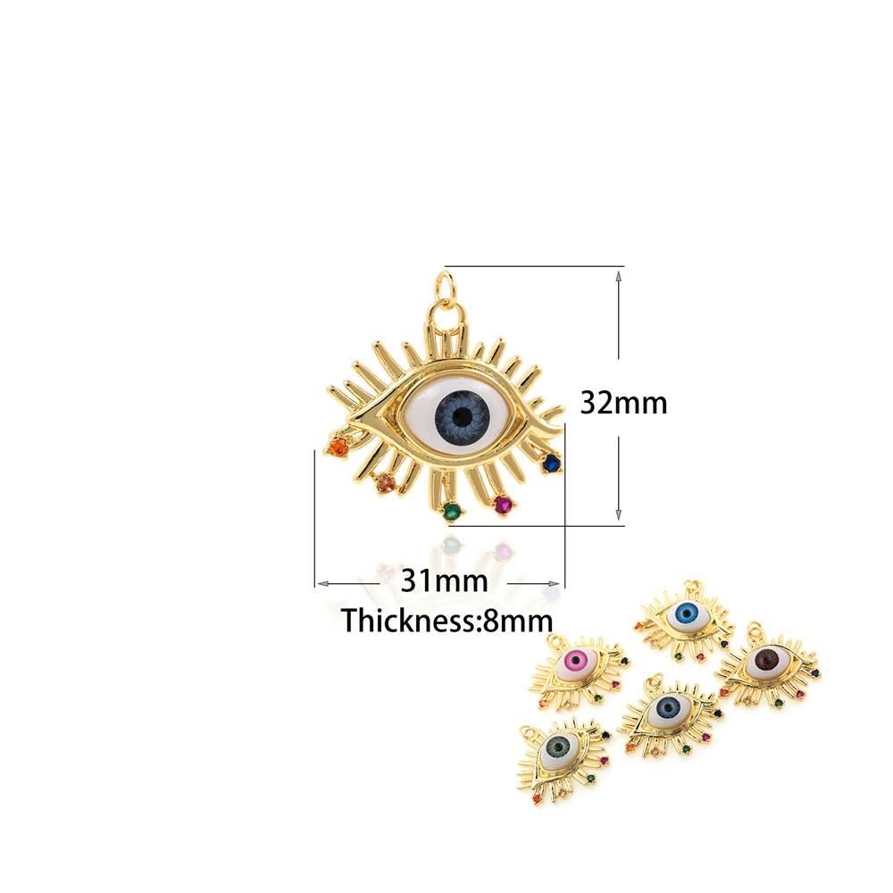 

Necklace Charm Evil Eye Pendant Gold Plated Colored Zircon Eye Bracelet DIY Jewelry Accessories Demon Eye Charm