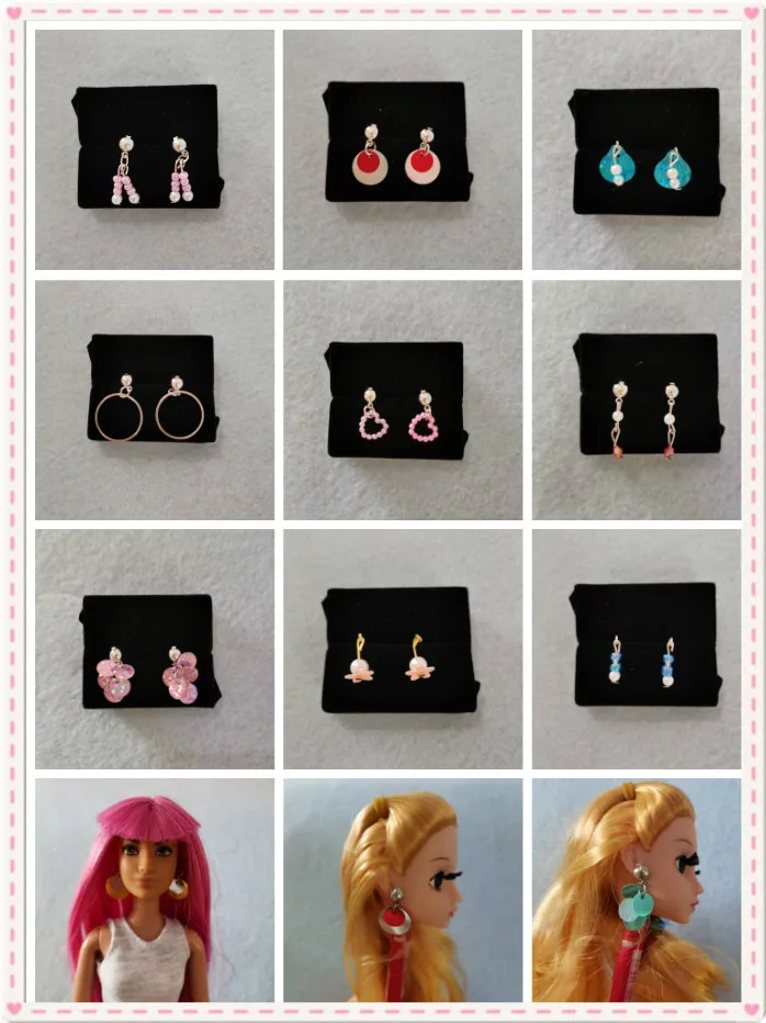 Pendientes para juego de muñecas de 30cm, pendientes tipo botón de oreja Fr, Xinyi, Keer, 6 puntos, juguete de ornamento, joyería