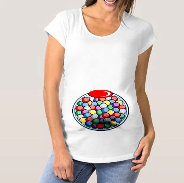 

Multi-color Rainbow Candy Printed Maternity Clothes T-shirt Tops