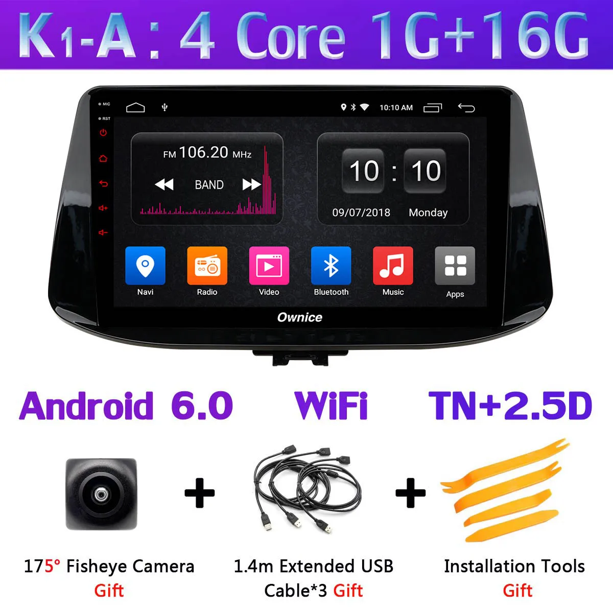 K1-A 360 ° камера 1Din Android 9,0 8 ядерный 4 гб озу+ 64 гб пзу gps радио CarPlay SPDIF DSP автомобильный плеер для hyundai i30 стерео - Цвет: K1-A