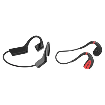 

2 Pcs Waterproof Bluetooth Bone Conduction Earphone, Black-Grey & Black-Red