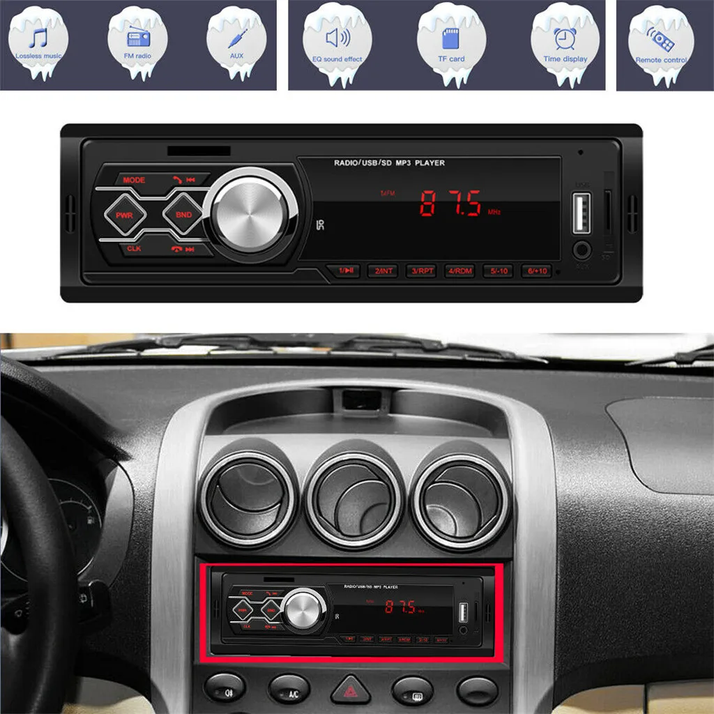 Универсальный 1 Din автомобильный стерео MP3 музыкальный плеер DC 12V FM радио AUX USB u