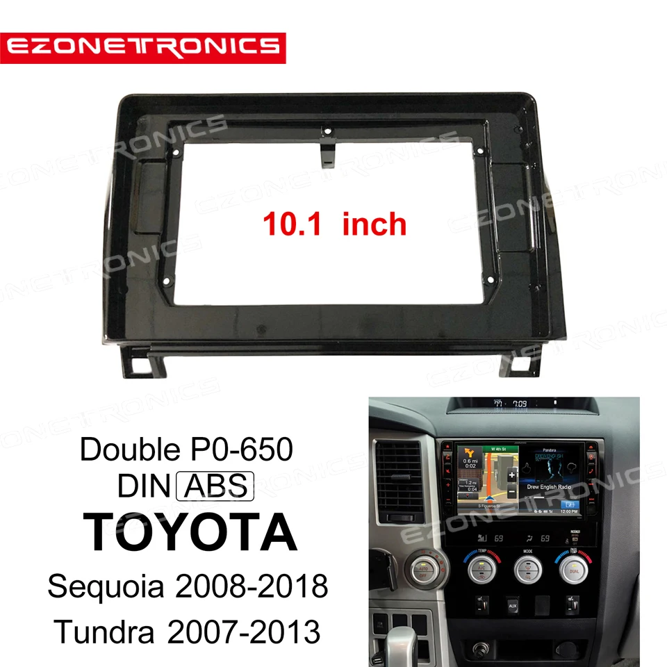 2Din Car DVD Frame Audio Fitting Adaptor Dash Trim Kits Facia Panel 10.1inch For Toyota Sequoia Tundra Double Din Radio Player | Автомобили