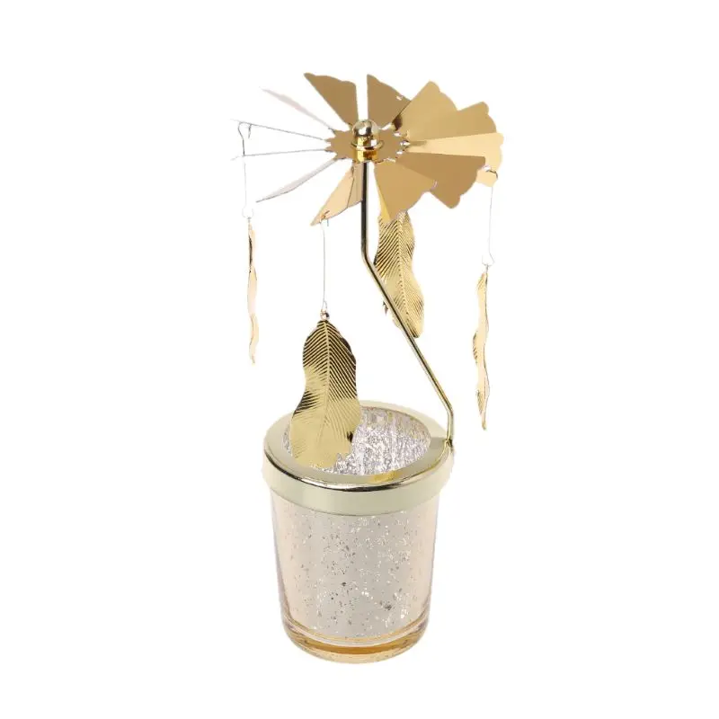 Gold F Звездчатый Кап-вращающийся карусель поворотный Свечи Tealight металлическая стойка держатель - Цвет: Gold F