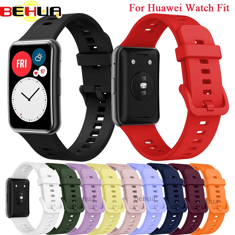 

BEHUA Silicone Strap Band For Huawei Watch Fit Original Smartwatch Accessories Sport Correa Wristband Bracelet with Tool Belt