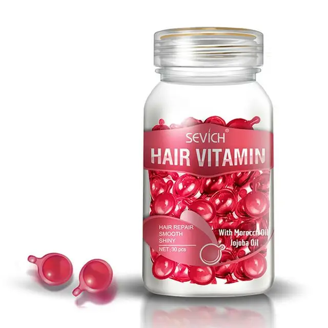 Smooth Silky Hair Vitamin Capsule Keratin Complex Oil Repair Care Serum Anti Hair Hair Hair Oil Damaged Loss Moroccan T4B6 red