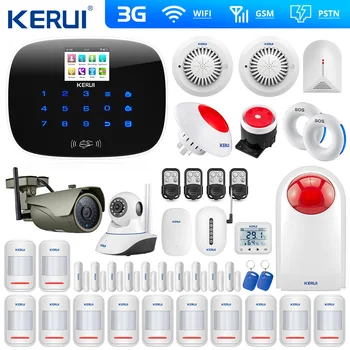 

Kerui W193 3G WIFI PSTN GSM Home Burglar LCD Touch Screen Alarm Home Security Alarm System 1080P Outdoor wifi Camera