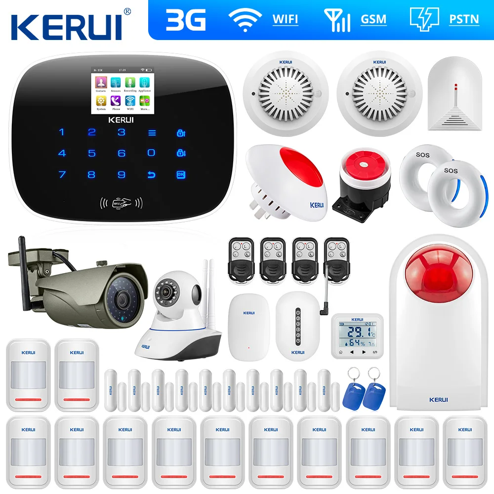 Kerui W193 3G WIFI PSTN GSM домашняя охранная сигнализация с сенсорным ЖК экраном система
