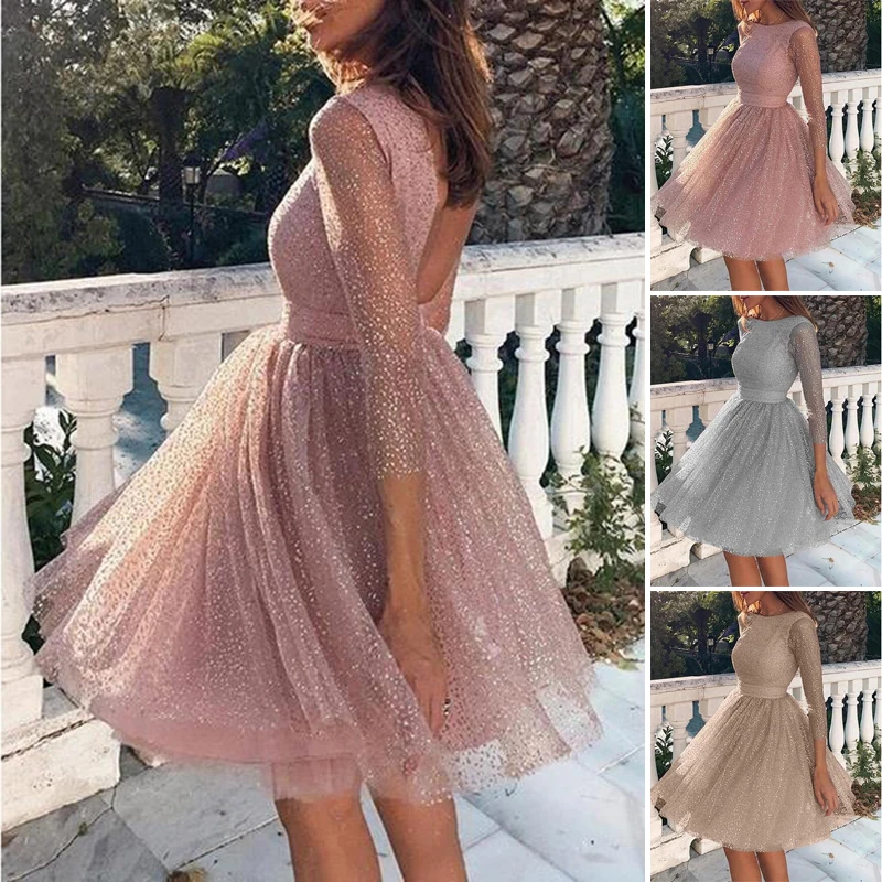 Belle poque, круглый вырез, длинный рукав, расшитое блестками, платья для вечеринок, женское сексуальное кружевное уличное платье миди, женское платье, весна, vestido